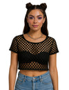 T-shirt résille pour femme noir