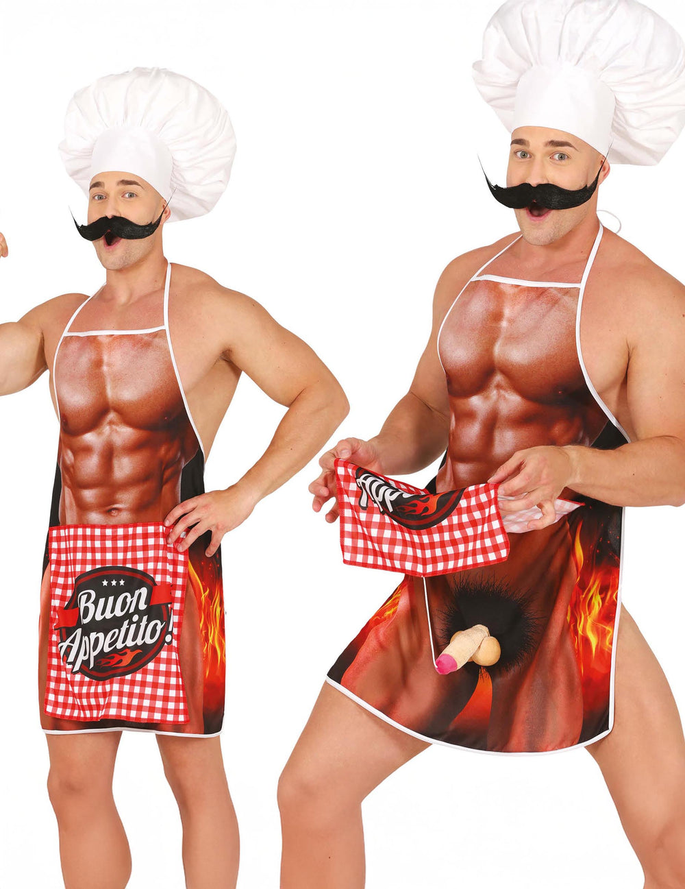 Tablier barbecue coquin pour adulte imprimé torse musclé avec sexe en relief escamotable