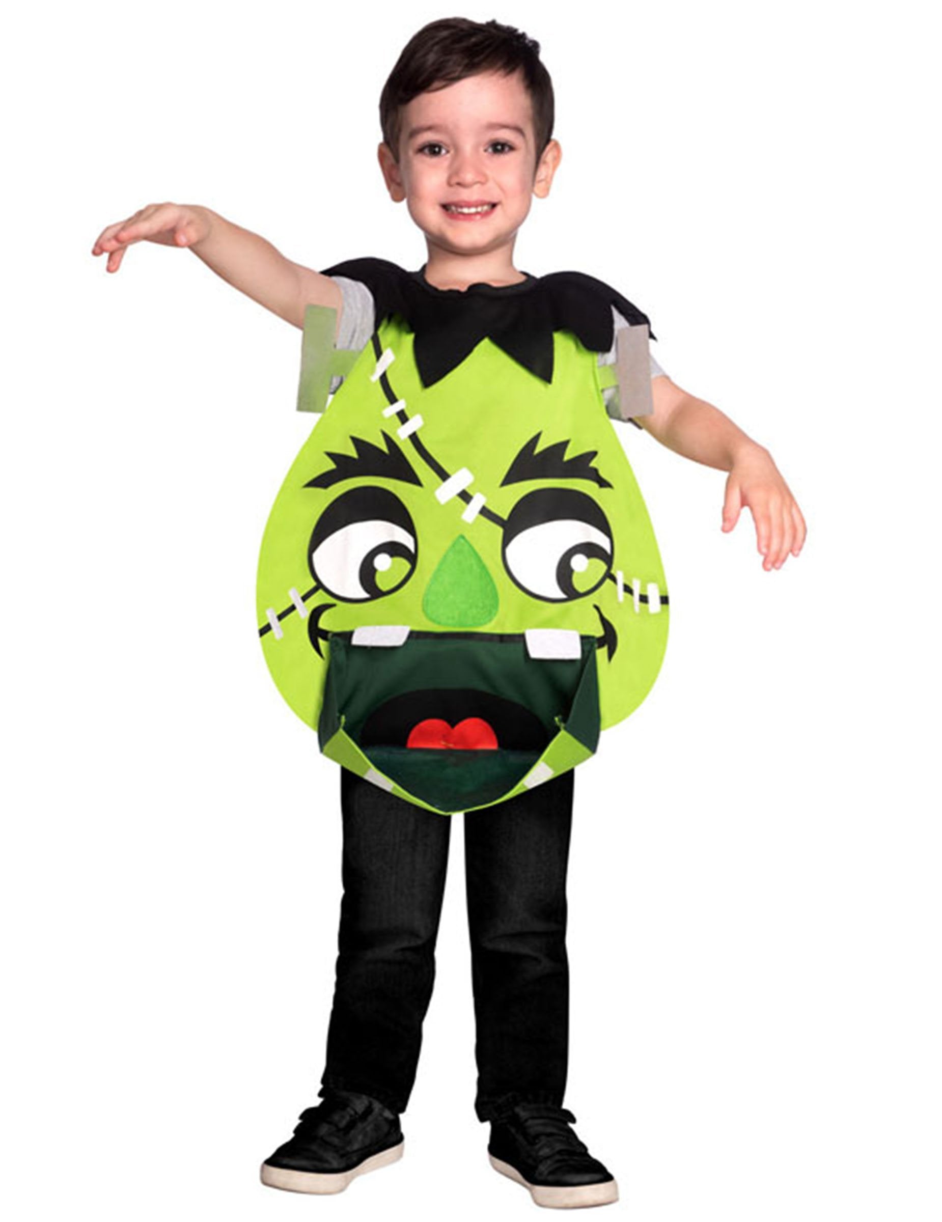 Déguisement tablier cachette petit monstre pour enfant vert et noir