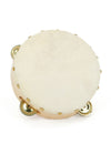 Tambourin pour adulte et enfant beige et bois avec cymbalettes dorées