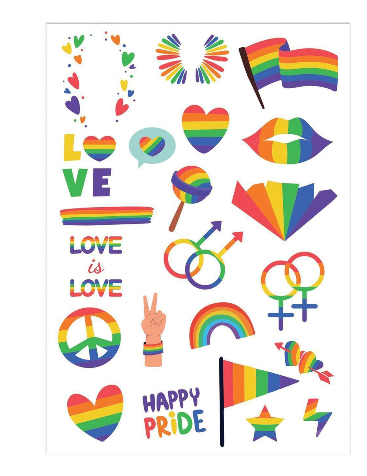Planche de motifs variés du Tatouages arc en ciel