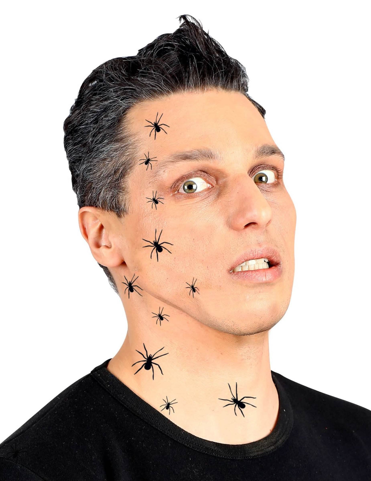 Tatouages temporaires 32 araignées pour adulte noir