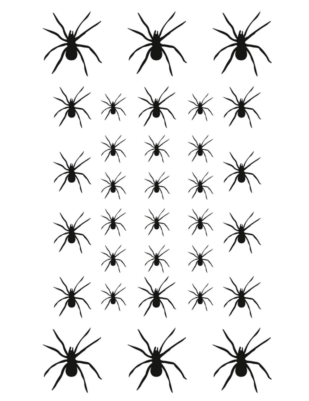 Planche de motifs des tatouages temporaires 32 araignées adulte