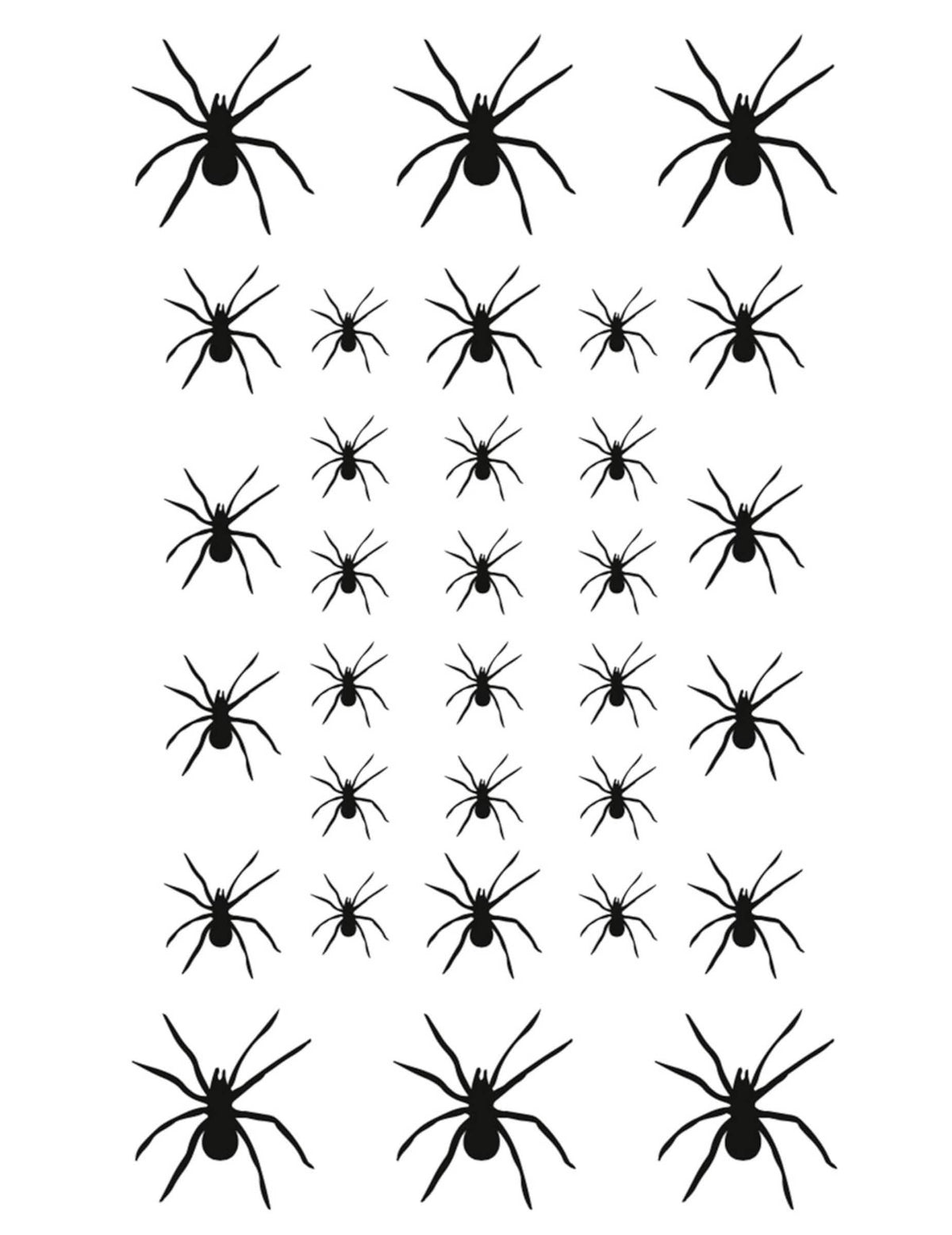 Planche de motifs des tatouages temporaires 32 araignées adulte