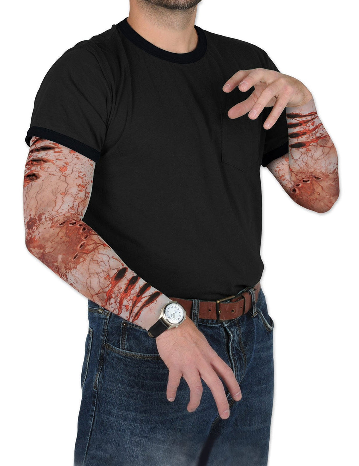 Manches fausses blessures zombie pour adulte sanglantes