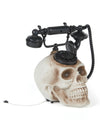 Téléphone tête de mort pour décoration d'Halloween beige et noir avec cadran rotatif