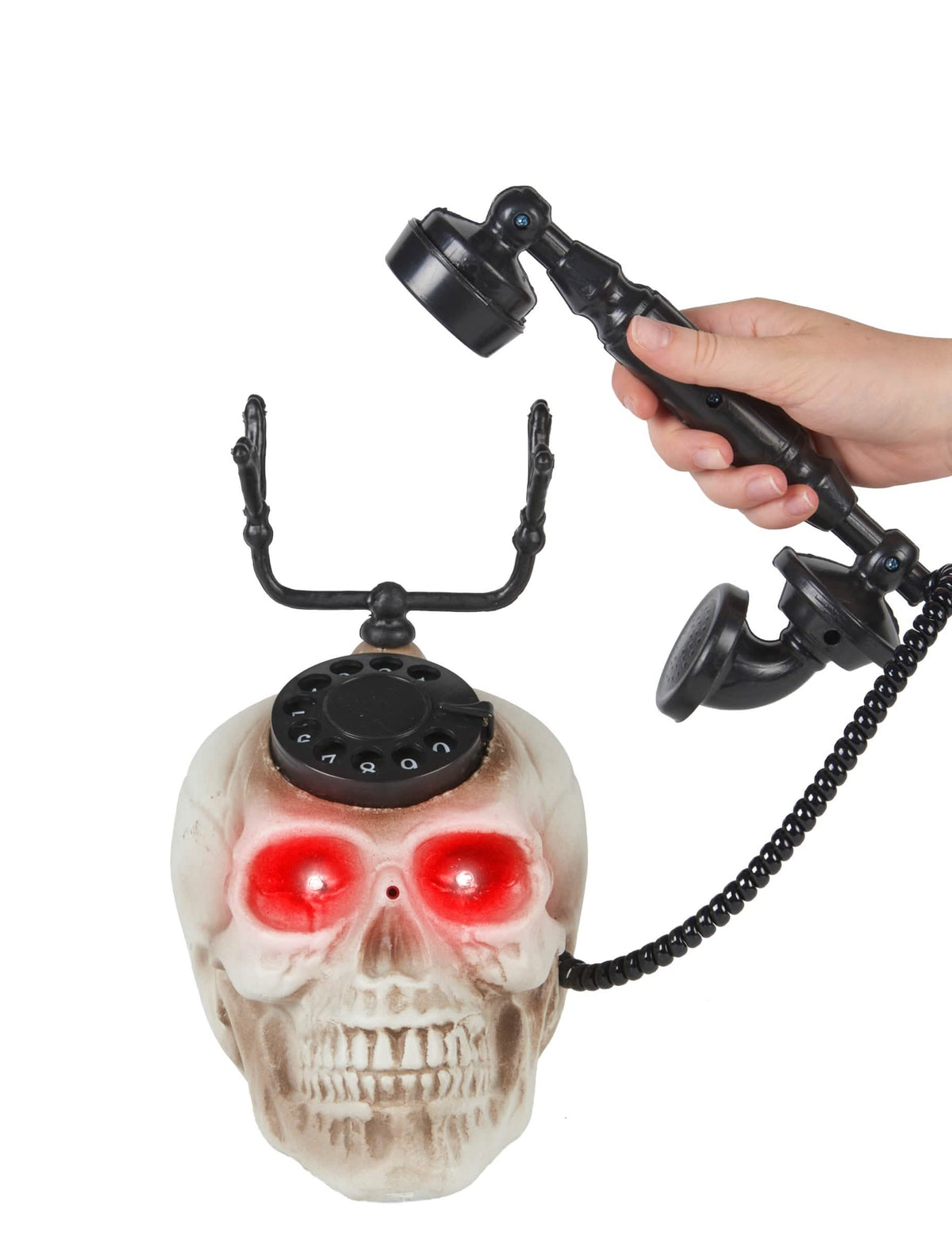 Combinado com auscultador e olhos luminosos do telefone caveira