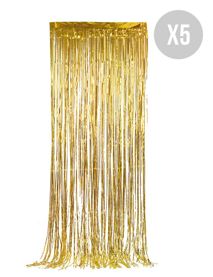 Pack de 5 cortinas cintilantes douradas