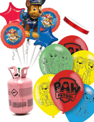 Kit de cilindros de hélio com 11 balões Paw Patrol™ e fita