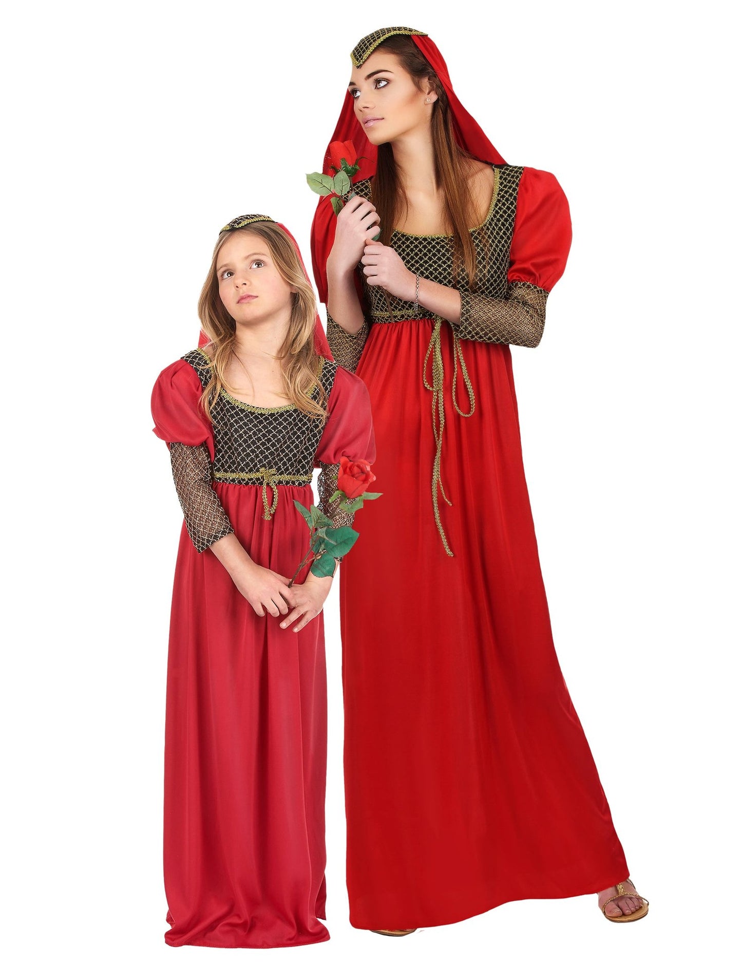 Disfarce de casal medieval Julieta mãe e filha