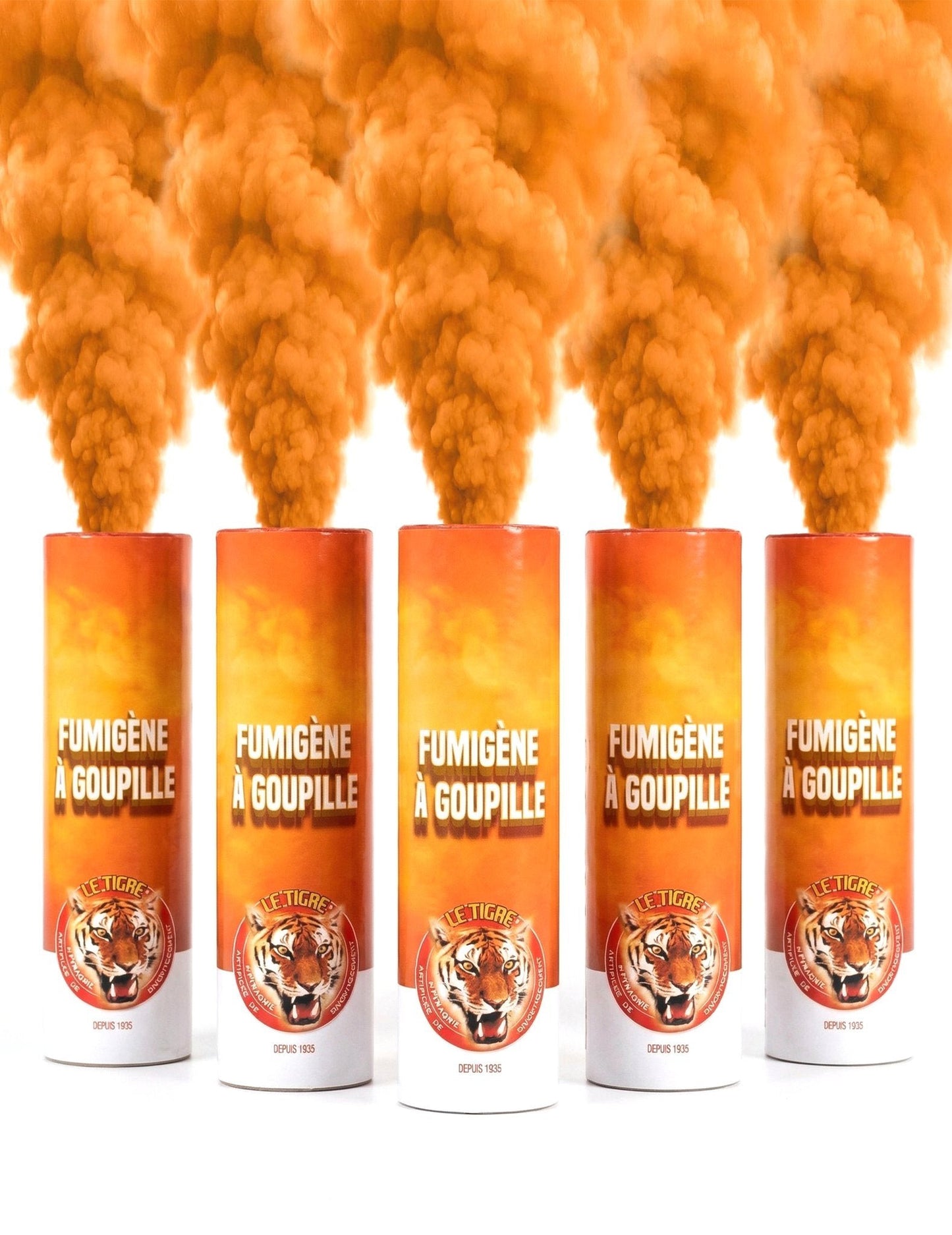 Pack de 5 fumígenos com pino laranja 1 min
