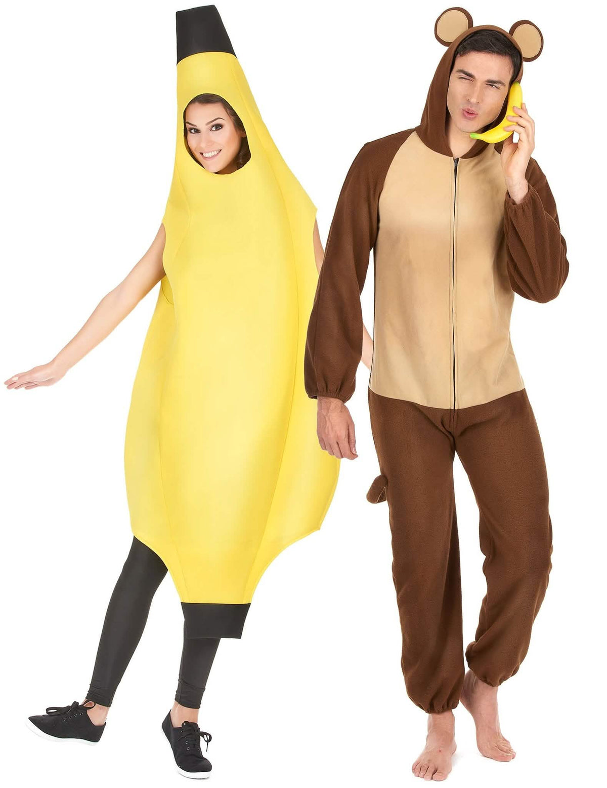 Disfarce de casal banana e macaco adulto