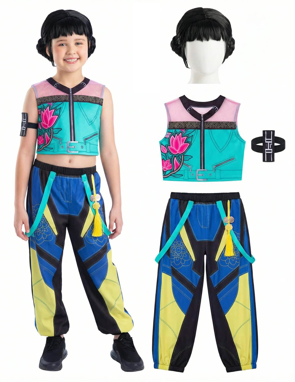 Kit de fantasia e peruca Zoey Kpop Demon Hunter™ para menina