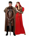 Fato de casal medieval vermelho para adulto