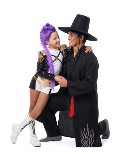 Disfarce de casal Rumi™ e demónio Kpop Demon Hunters™ para pai e filha