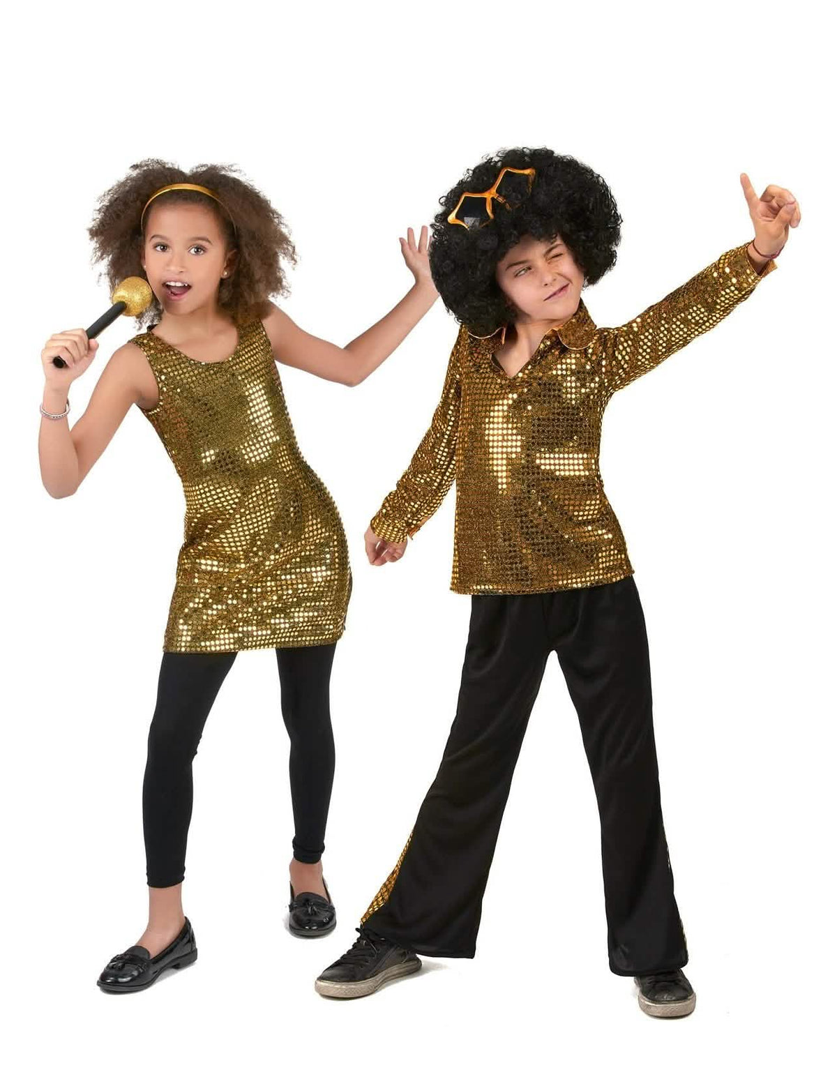 Disfarce de casal disco dourado - criança