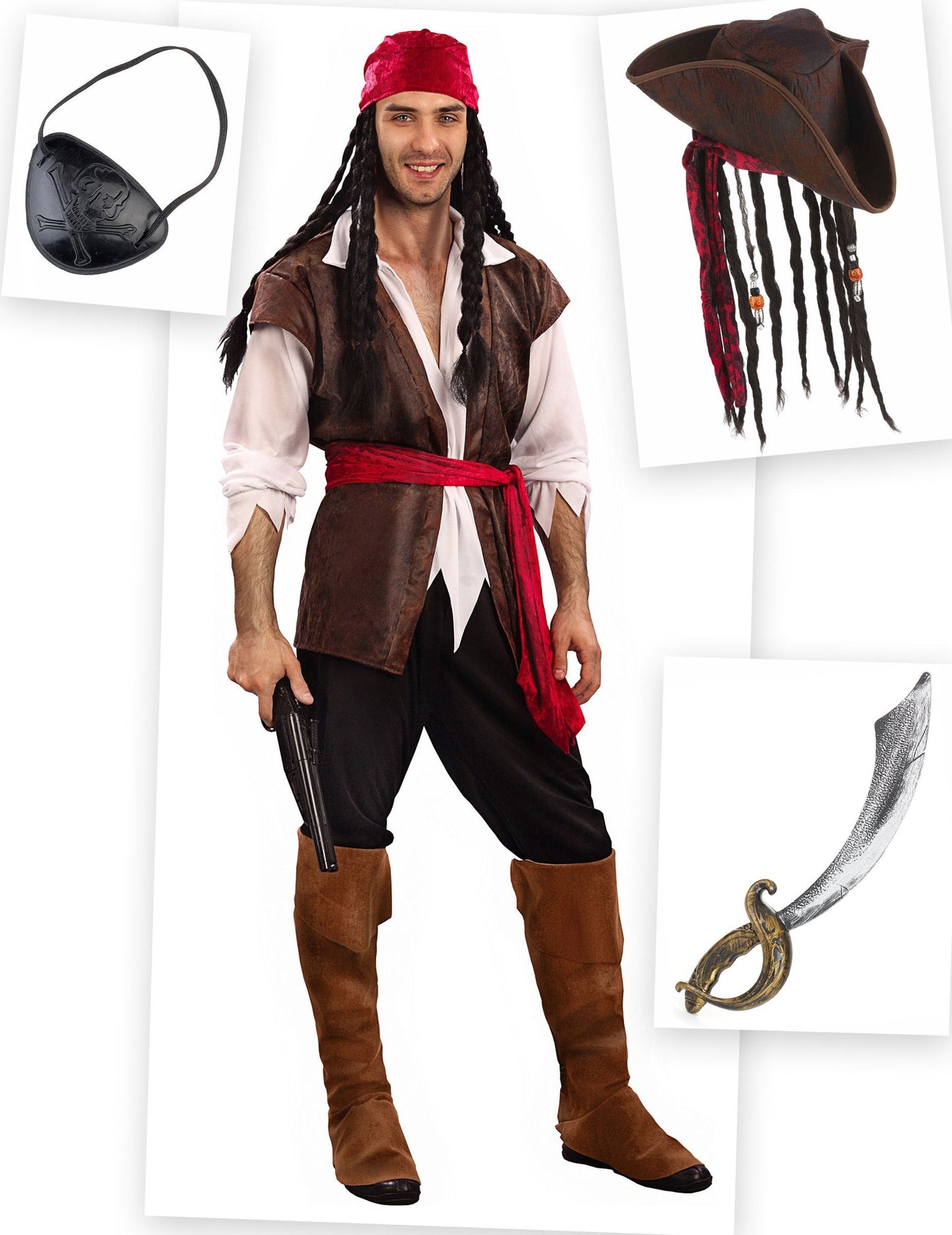 Pack disfarce pirata homem