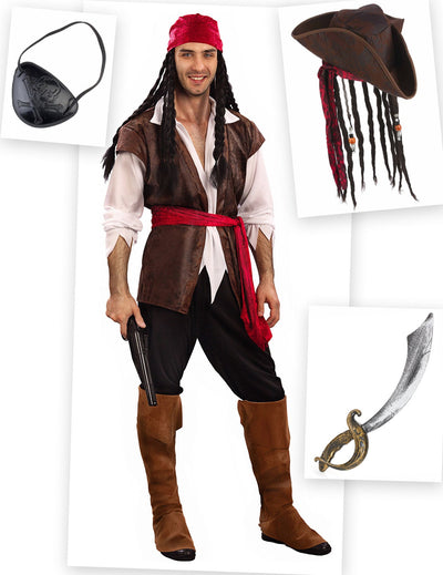 Pack disfarce pirata homem