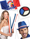 Kit de torcedor azul, branco e vermelho