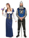Disfarce de casal medieval azul adulto