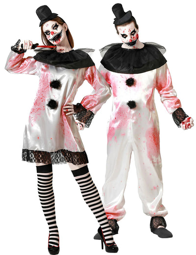 Fato de casal Pierrot assassinos adulto Halloween