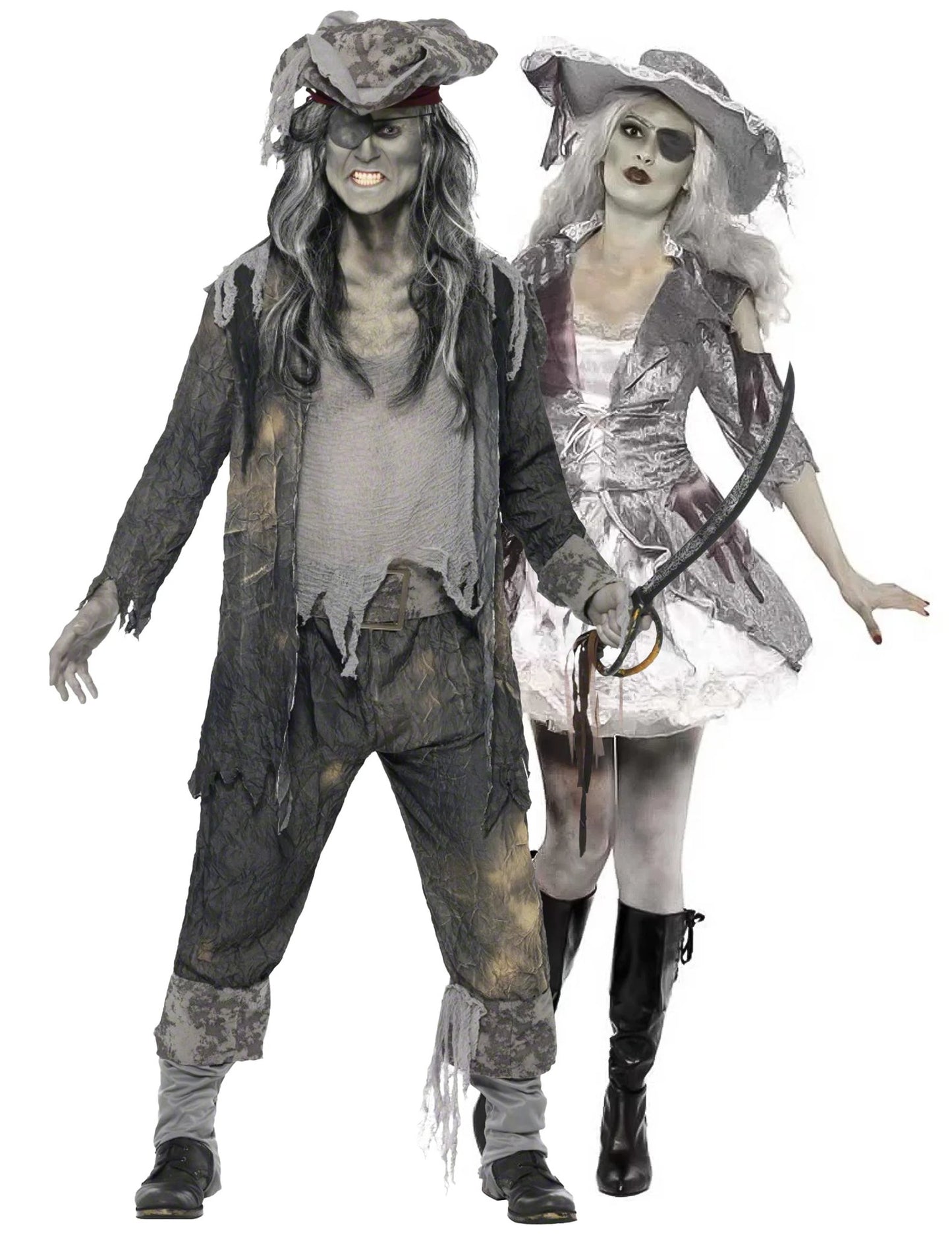 Disfarce de casal fantasma pirata de Halloween
