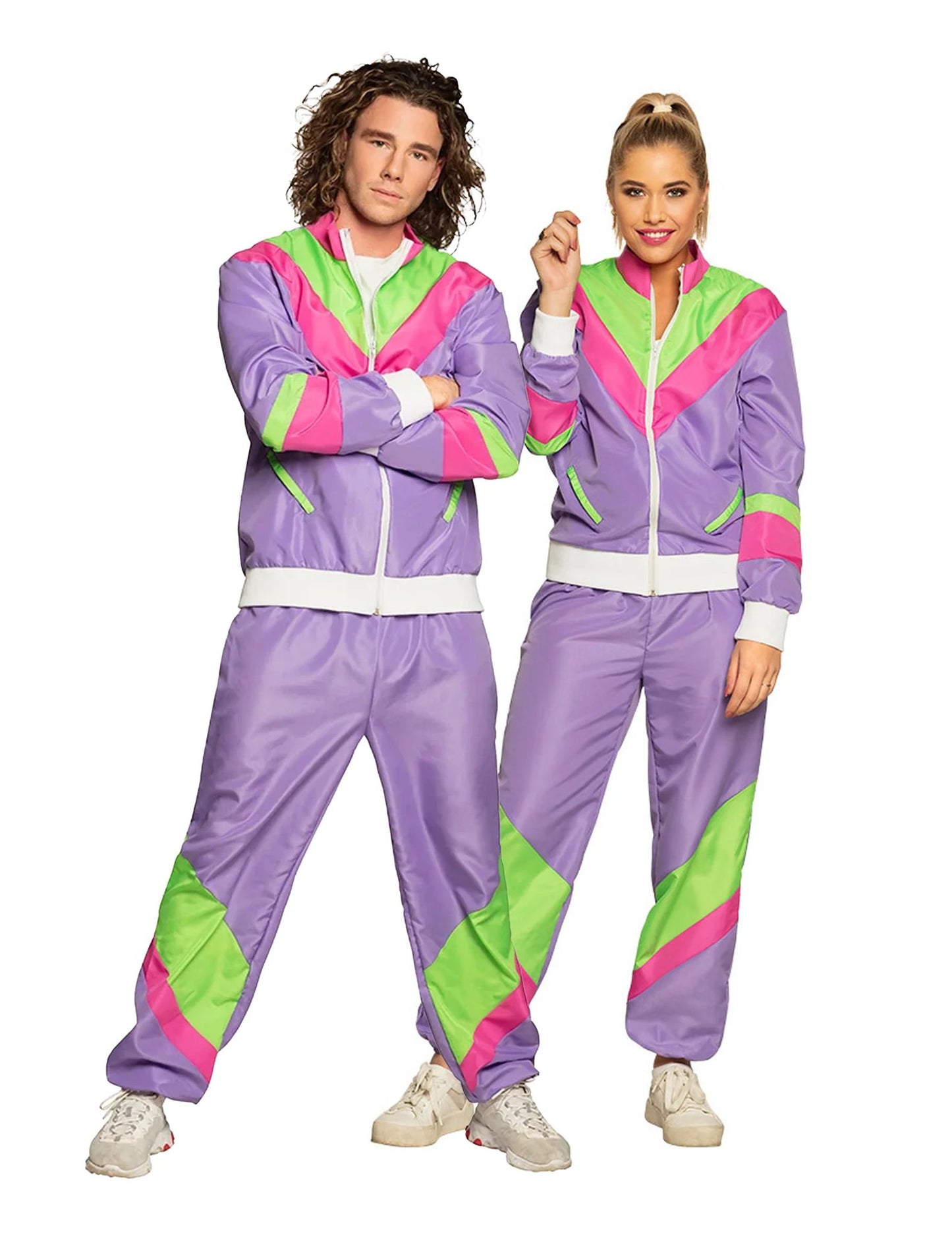 Fato de casal jogging dos anos 80 para adulto