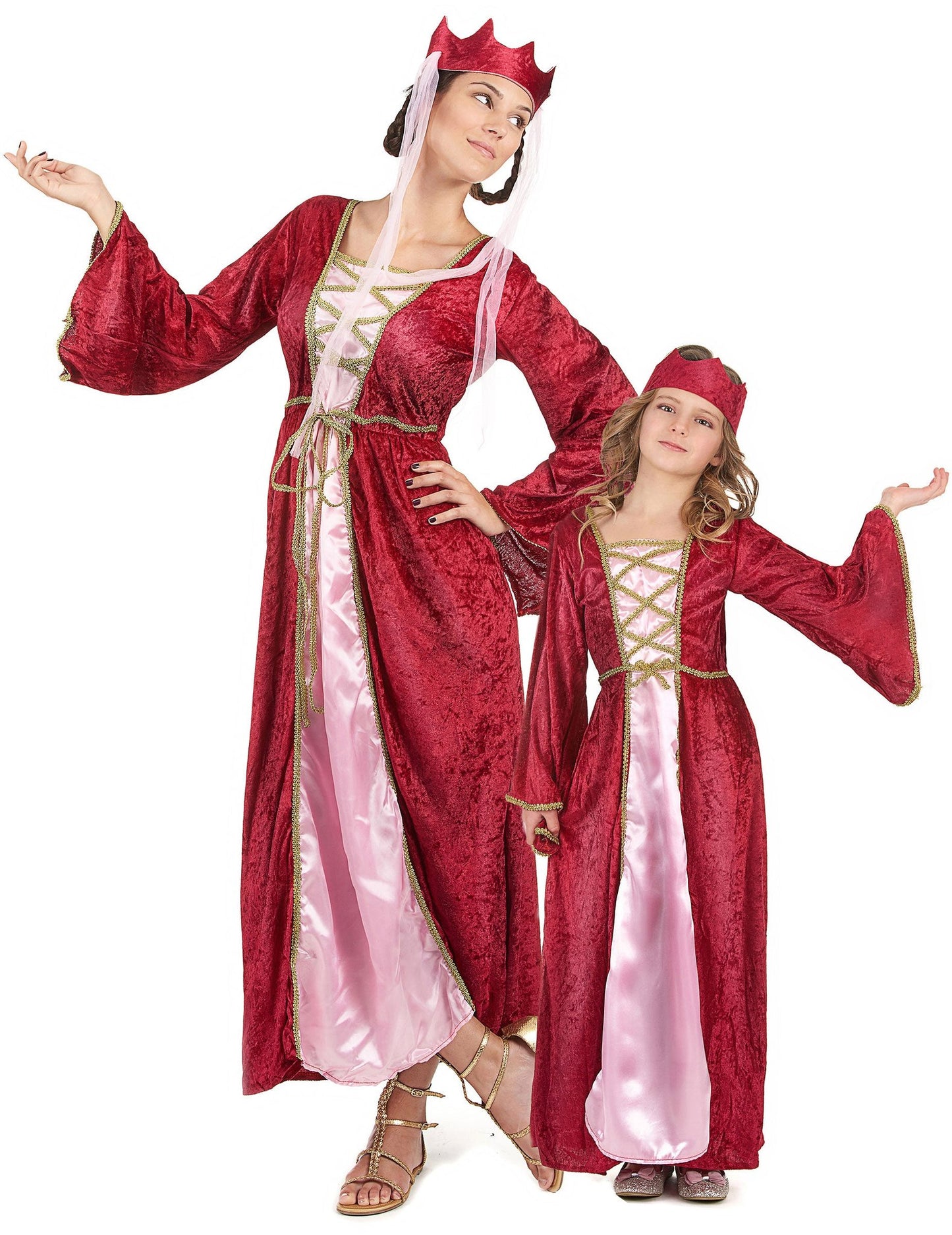 Disfarce casal rainha medieval mãe e filha
