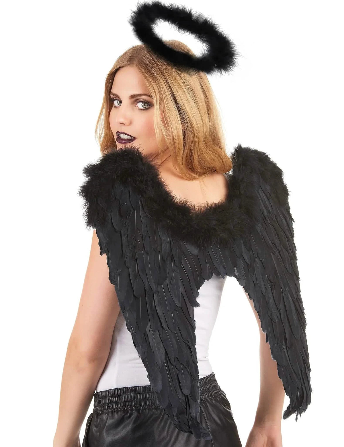 Kit de acessórios anjo negro adulto