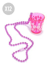 Pack de 12 colares cor-de-rosa com copo de shot