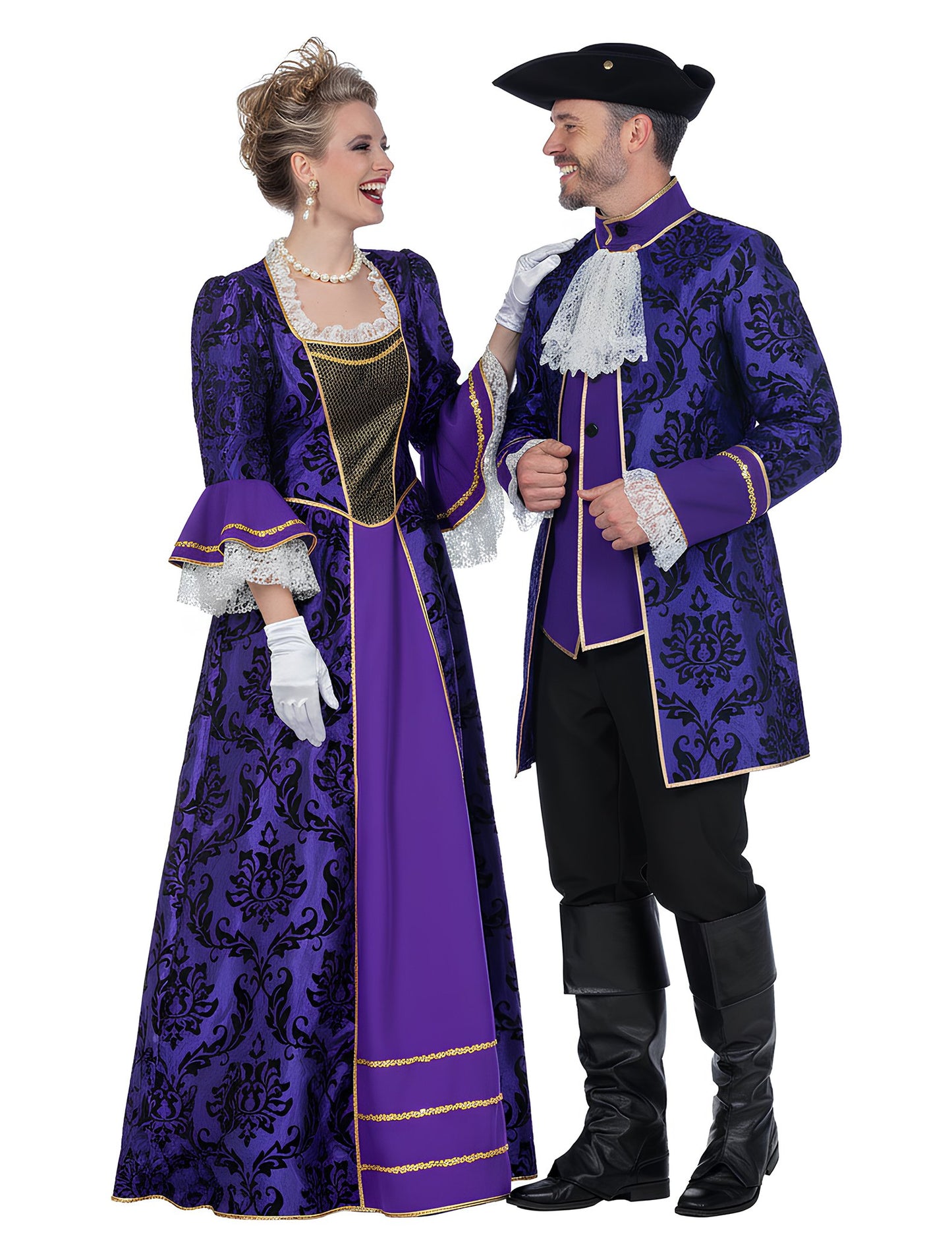Vue de profil du déguisement de couple marquis baroques