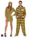 Disfarce de casal prisioneiro amarelo adulto
