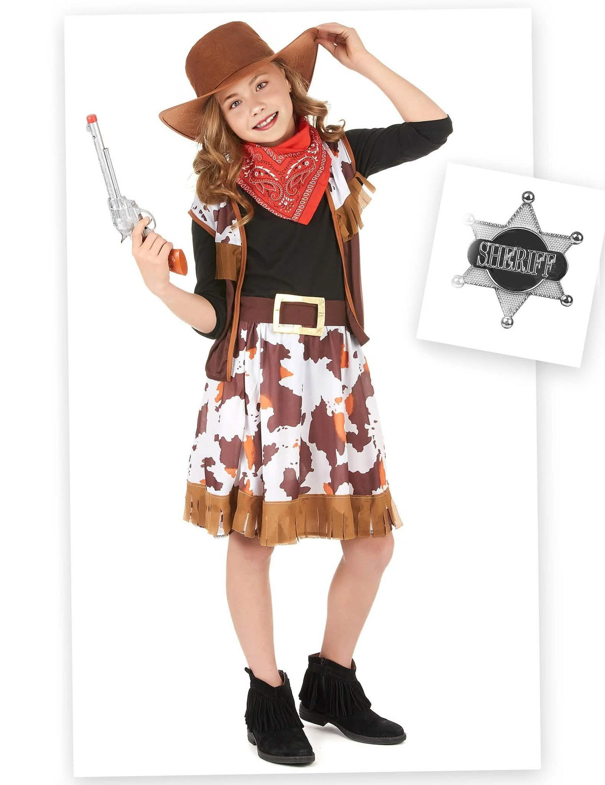 Pack disfarce cowgirl menina com acessórios