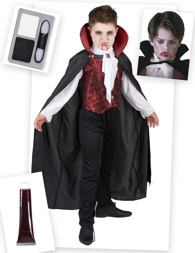 Pacote de fantasias de vampiro para Halloween para meninos