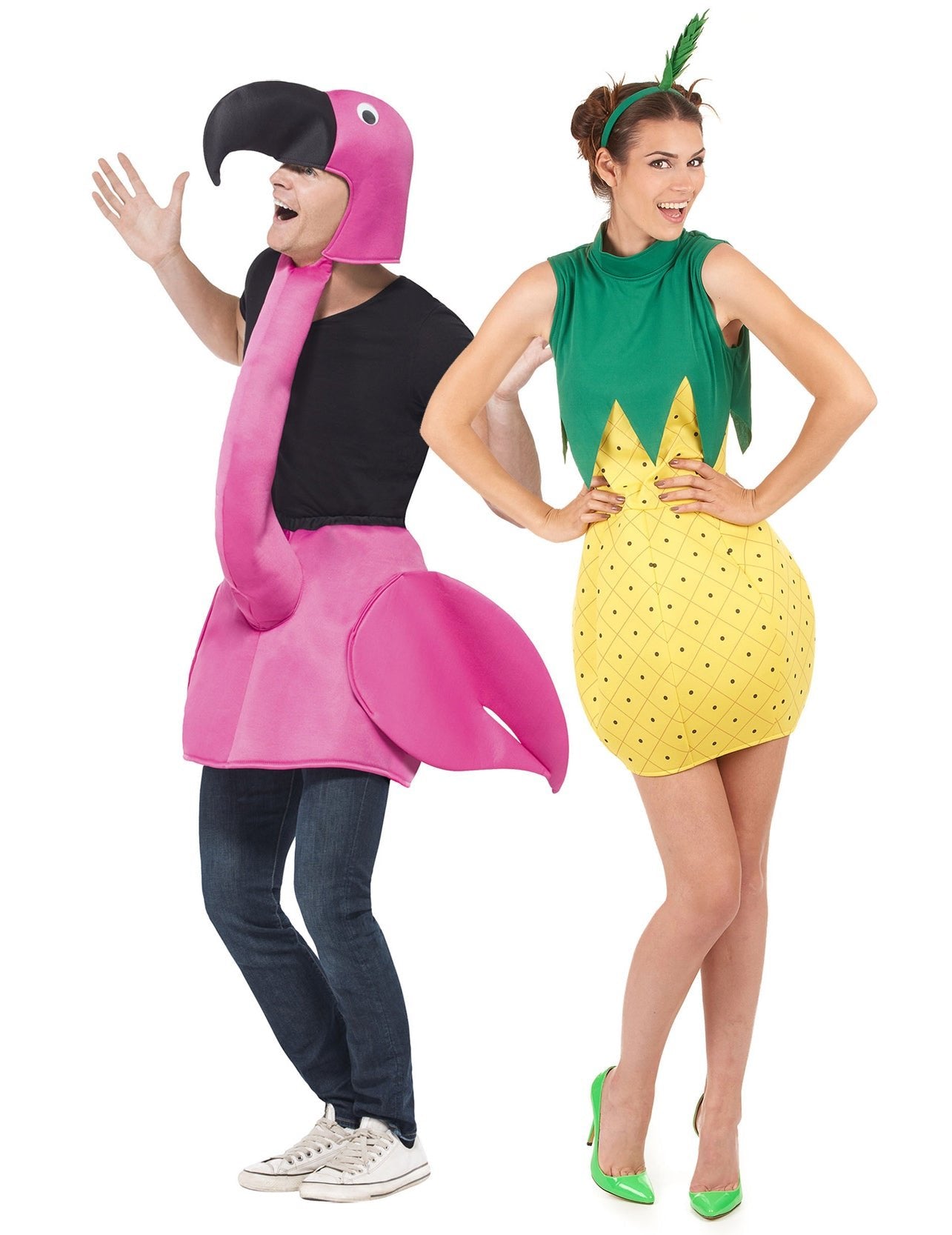 Disfarce de casal flamingo e ananás