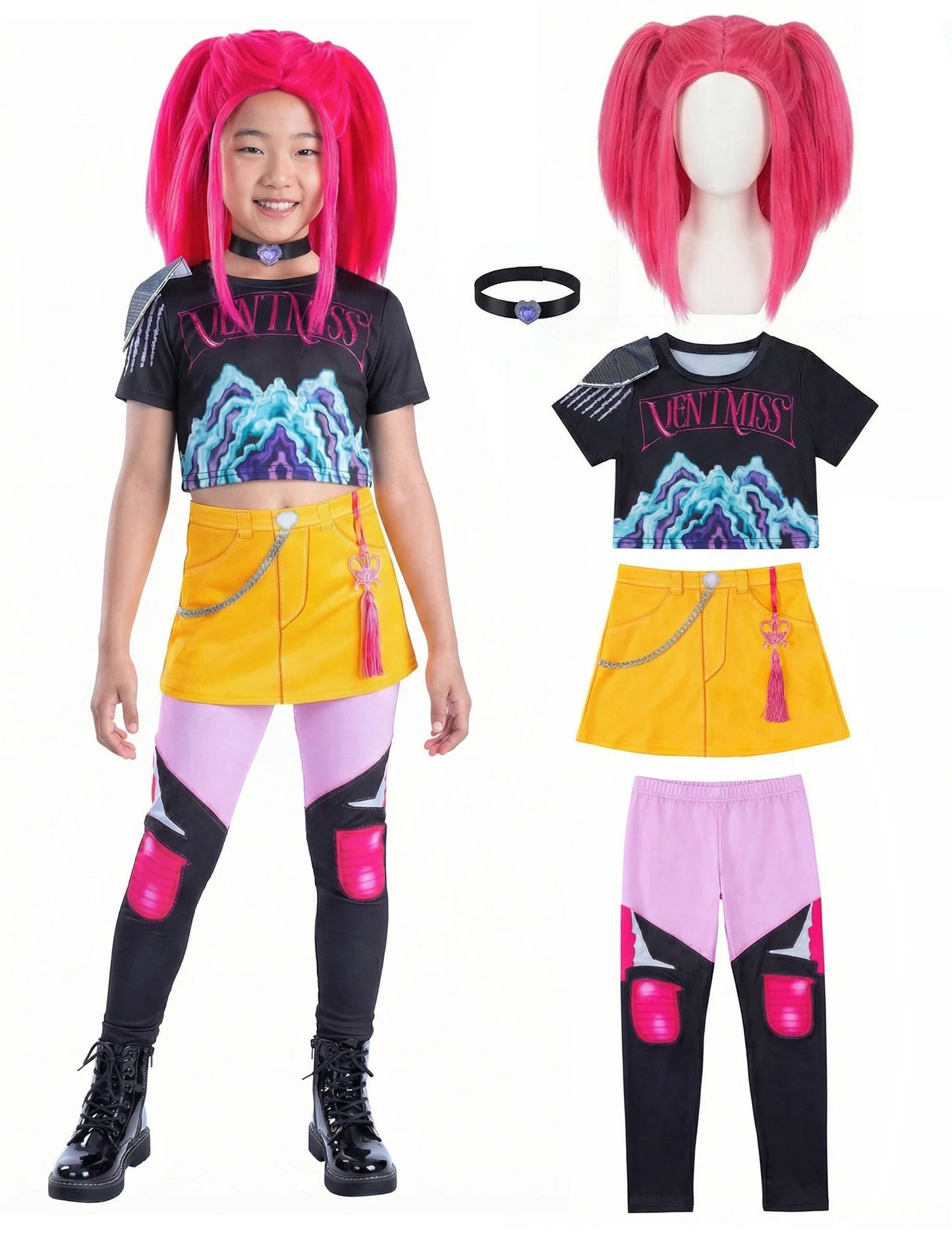 Kit de fantasia e peruca Mira Kpop Demon Hunter™ para menina