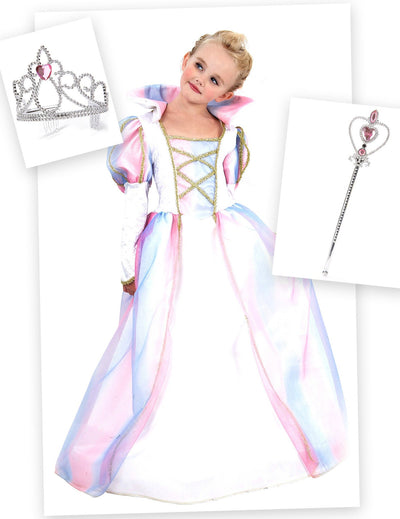 Pack disfarce princesa menina com coroa e varinha