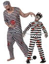 Fato de casal de prisioneiros zombies assustadores pai e filho Halloween