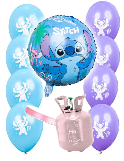 Kit de cilindros de hélio com 9 balões Stitch™ e fita