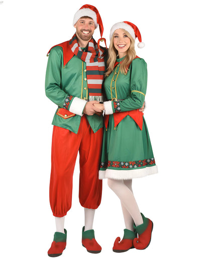 Disfarce de casal duendes de Natal de luxo adulto