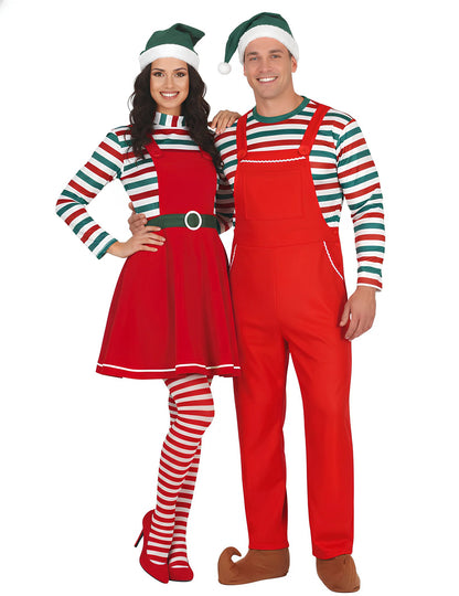 Disfarce de Casal Duendes do Pai Natal Adulto
