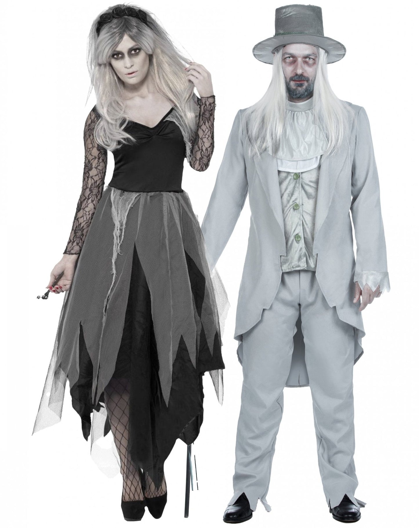Fantasia de casal fantasma de Halloween para adulto
