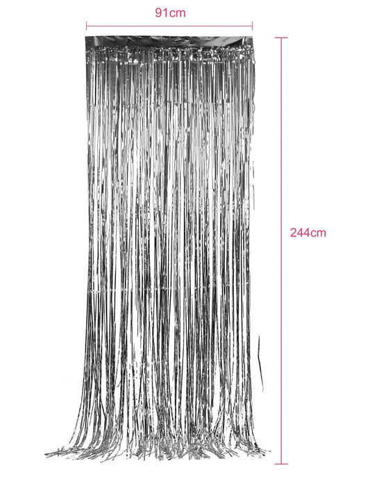 Pack de 5 cortinas cintilantes prateadas