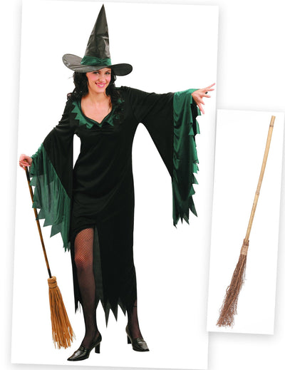 Pack disfarce de bruxa mulher com vassoura Halloween
