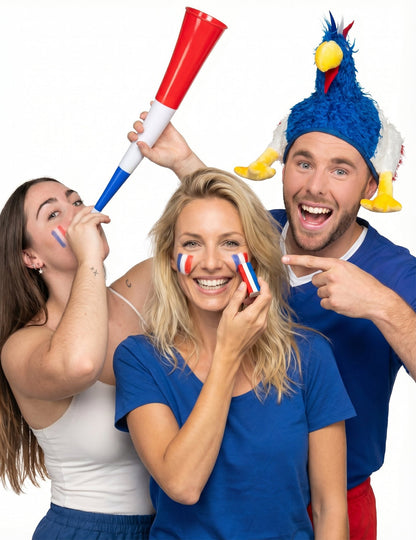 Conjunto de Apoio à França: Chapéu, Corneta de Nevoeiro e Maquilhagem