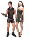 Fato de casal padre e freira sexy para adultos