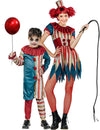 Fato de palhaço colorido para mãe e filho no Halloween
