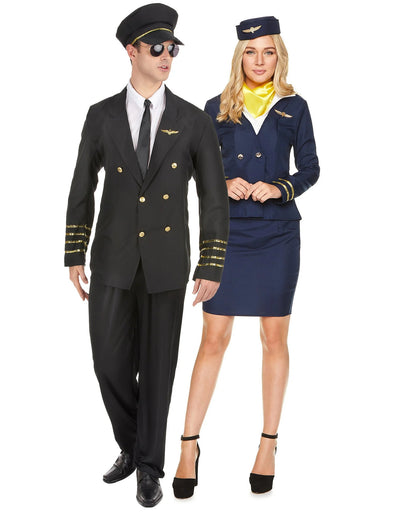 Fato de casal capitão e aeromoça da Marinha para adulto