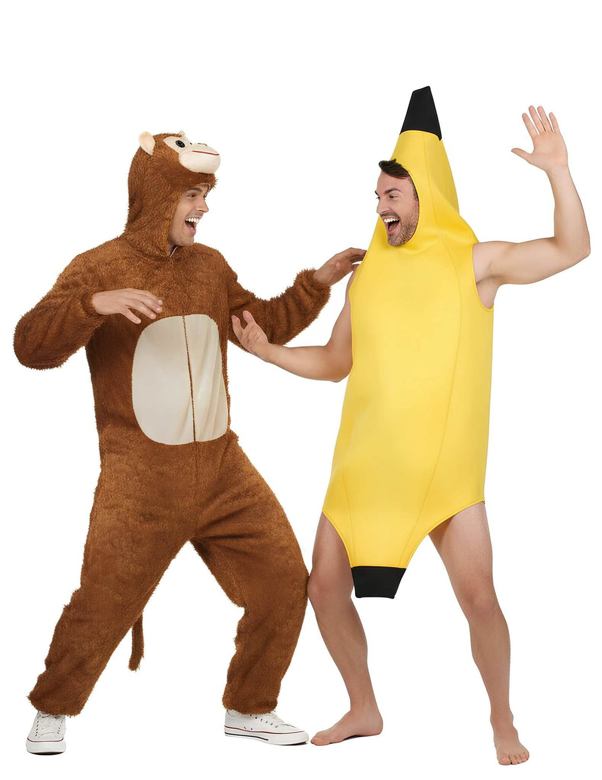 Disfarce de casal macaco e banana adulto