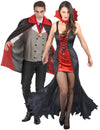 Disfarce de casal vampiro vermelho sangrento para adulto